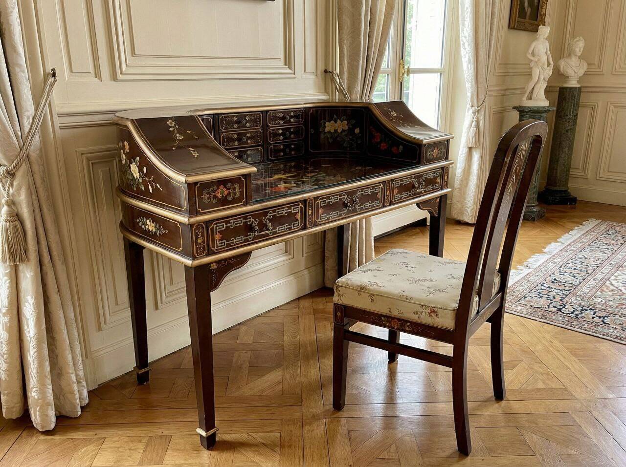 Chinese table with the vintage chair.