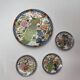 Set of 4 porcelain plates decoration peacock Japan XXth