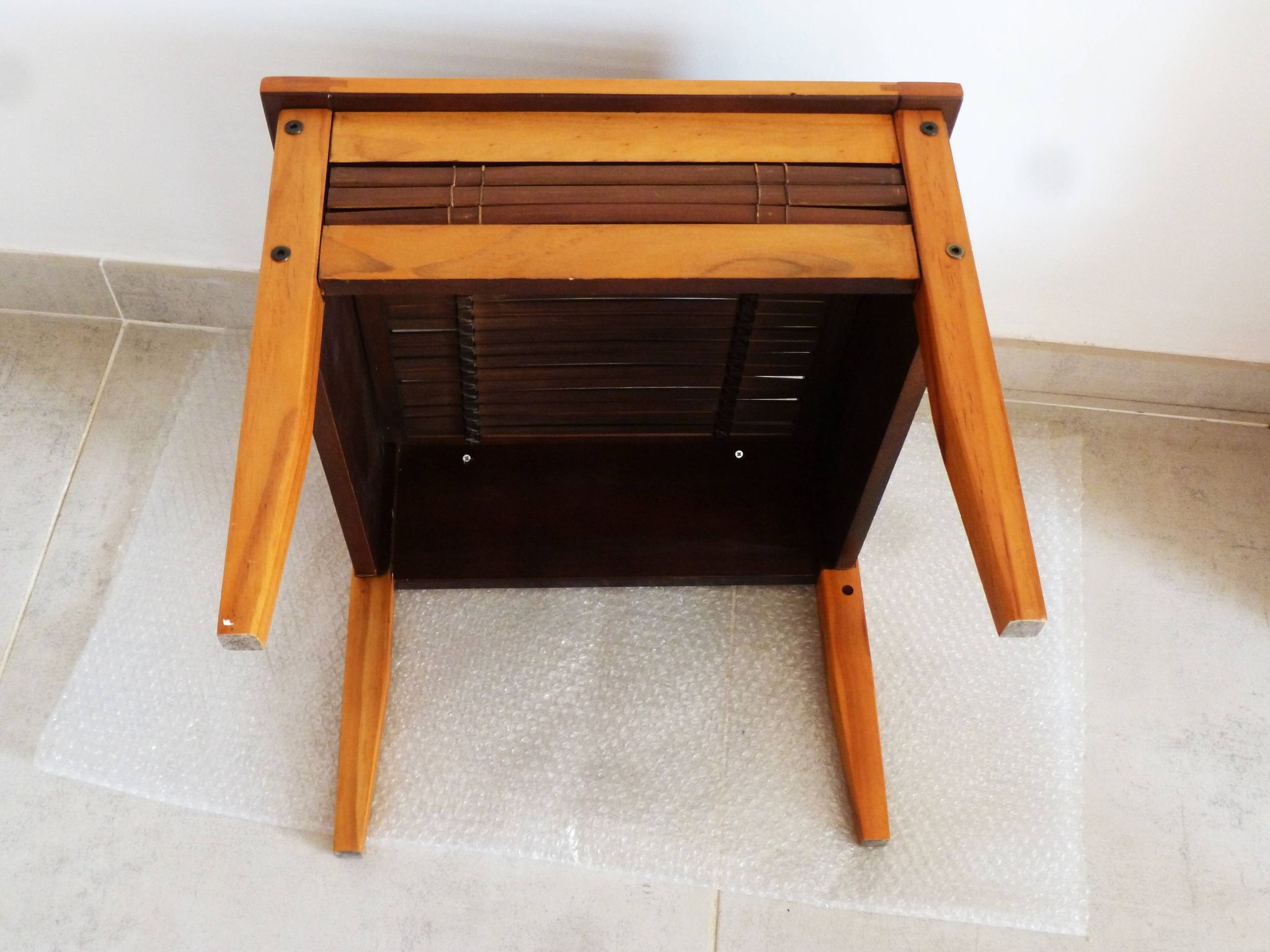 Small coffee table, bamboo wood and glass coffee table, Indonesian table
