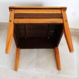 Petite table de salon, table basse bois bambou et verre, table indonésienne