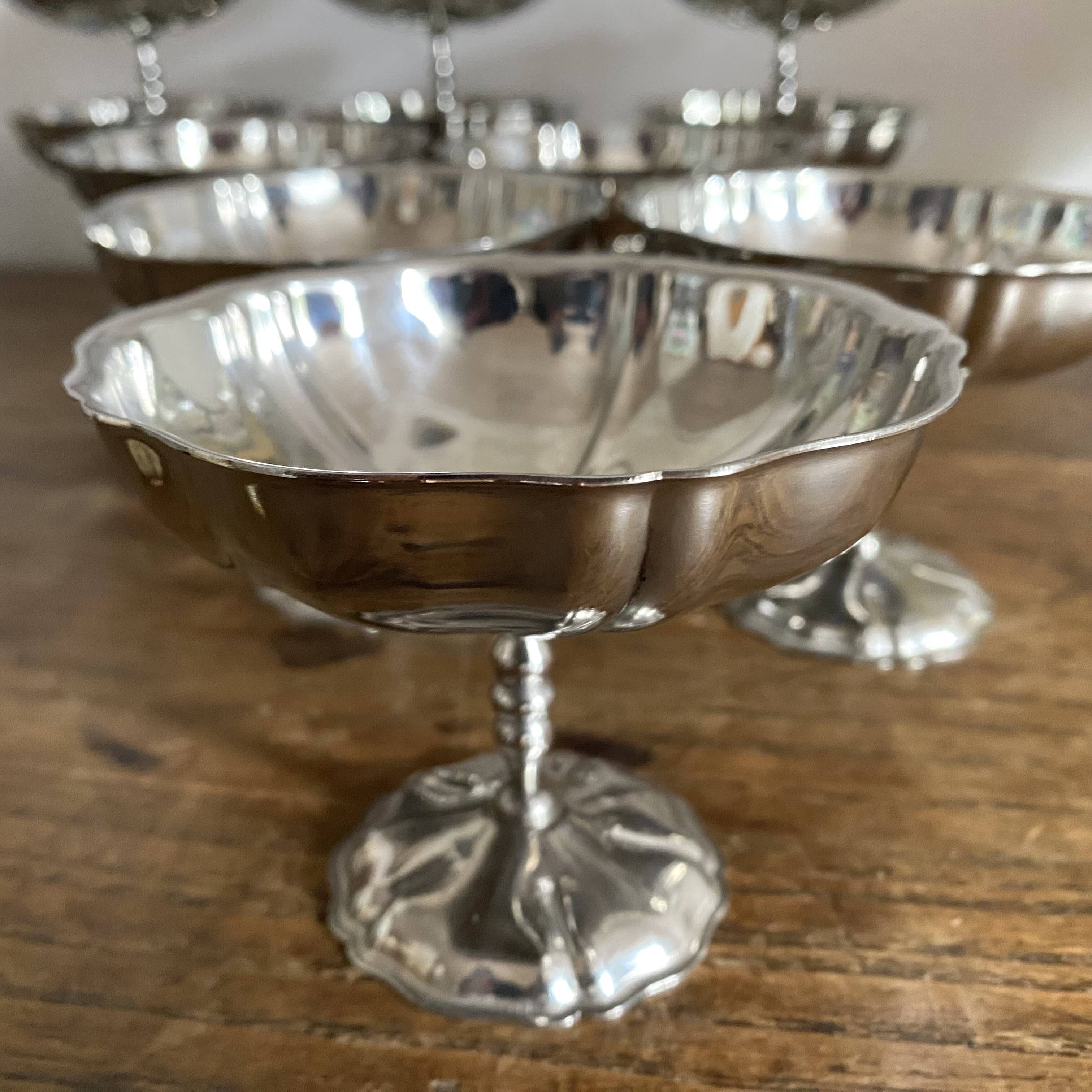 Large stainless steel stemmed bowls