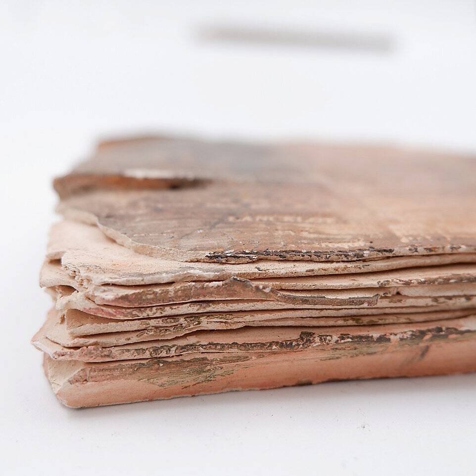 Set of 3 terracotta Books "Fond d'Atelier" N.Lebrun - Belgium 1980s