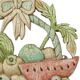 Vintage Fruit Basket with Bow Wood Carving Hand Painted Crackle Wall Decoration 41cm