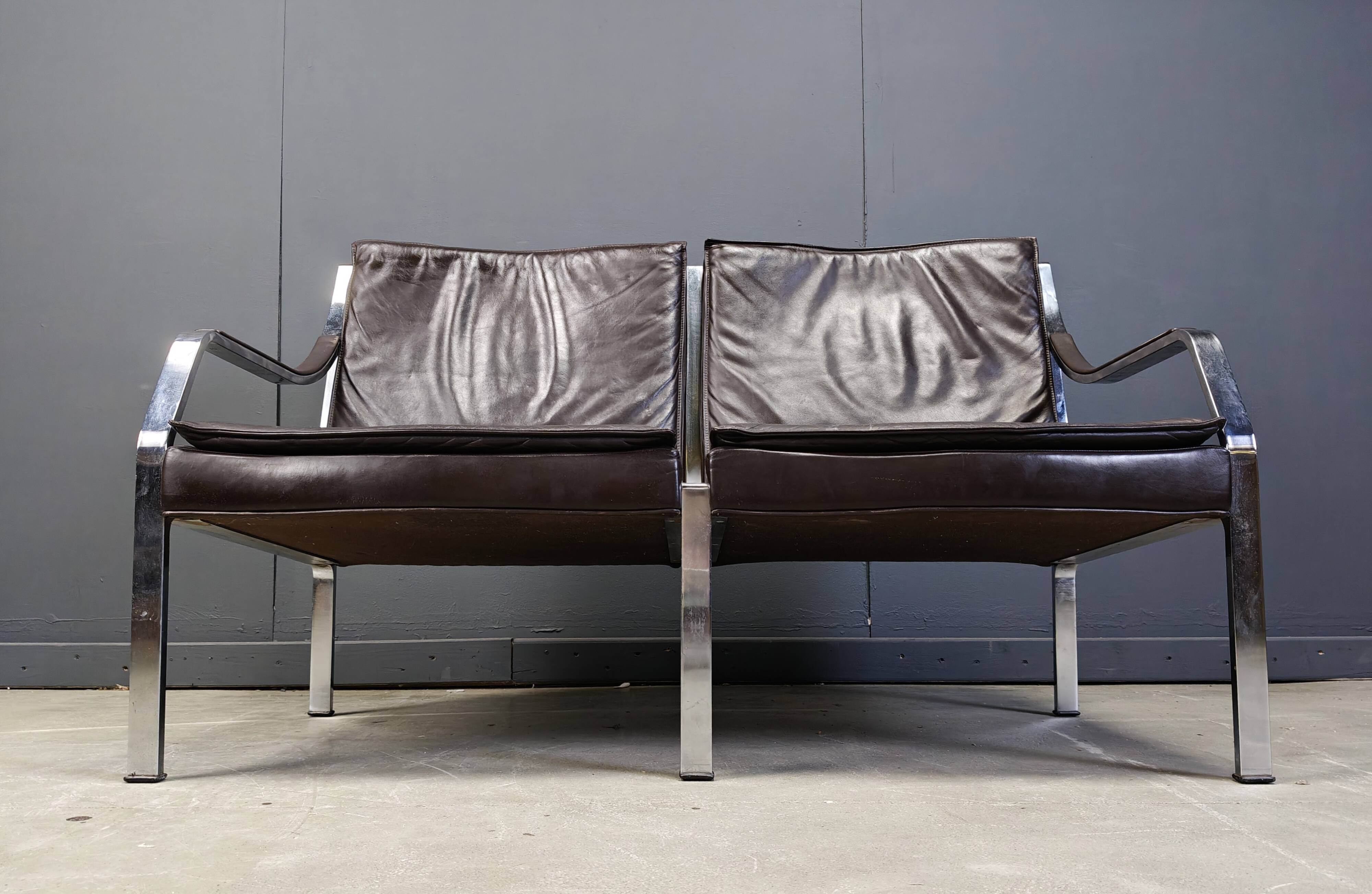 Leather sofa by Preben Fabricius and Jorgen Kastholm for Walter Knoll, 1960