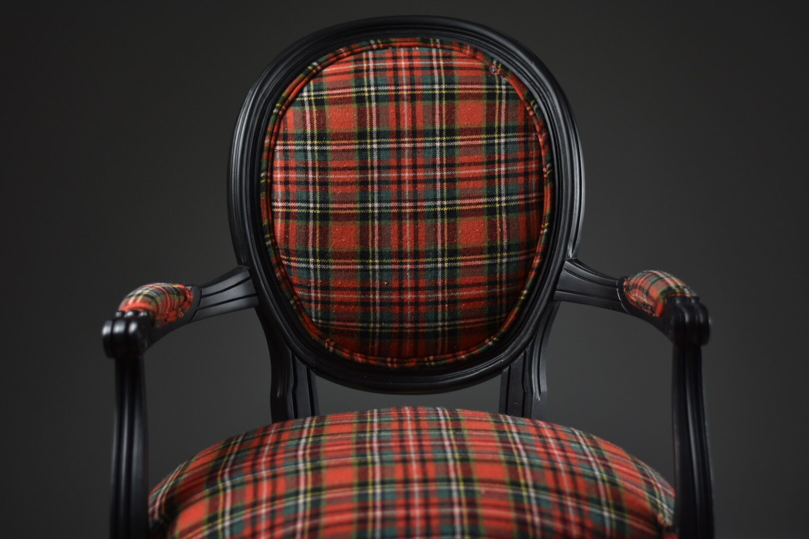 Medallion Chair with Tartan Fabric, Early XXth century