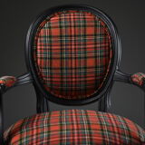 Medallion Chair with Tartan Fabric, Early XXth century