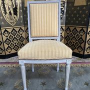 Suite of 6 louis XVI style chairs yellow velvet