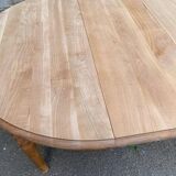 Art Deco round extendable dining table renovated in solid oak 225cm 20th century
