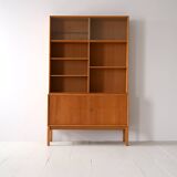 Vintage oak bookcase with display case