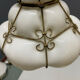 Murano Opaline Glass Pendant Light in Wrought Iron Frame, Italy, Mid-C