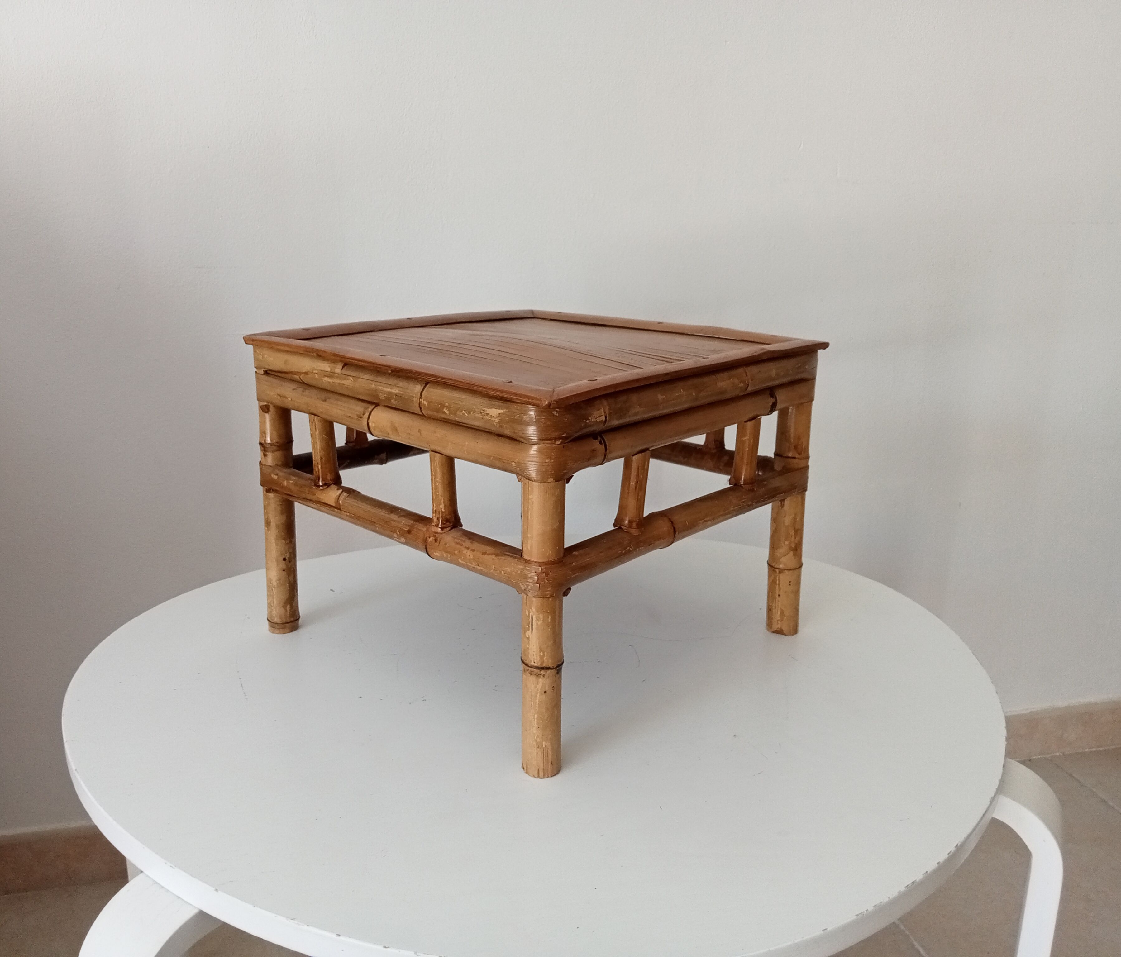 Vintage bamboo bedside table from the 70s.