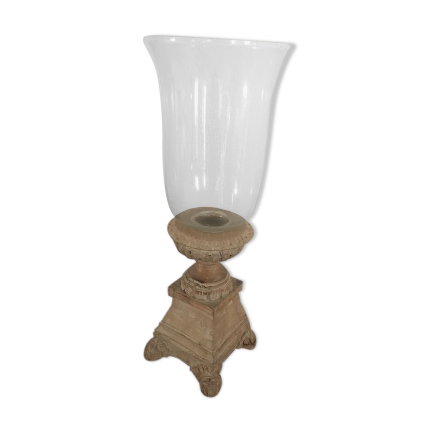 Indian candlestick wood and glass