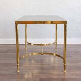 Table basse vintage en laiton fabriquée en France, 1950s