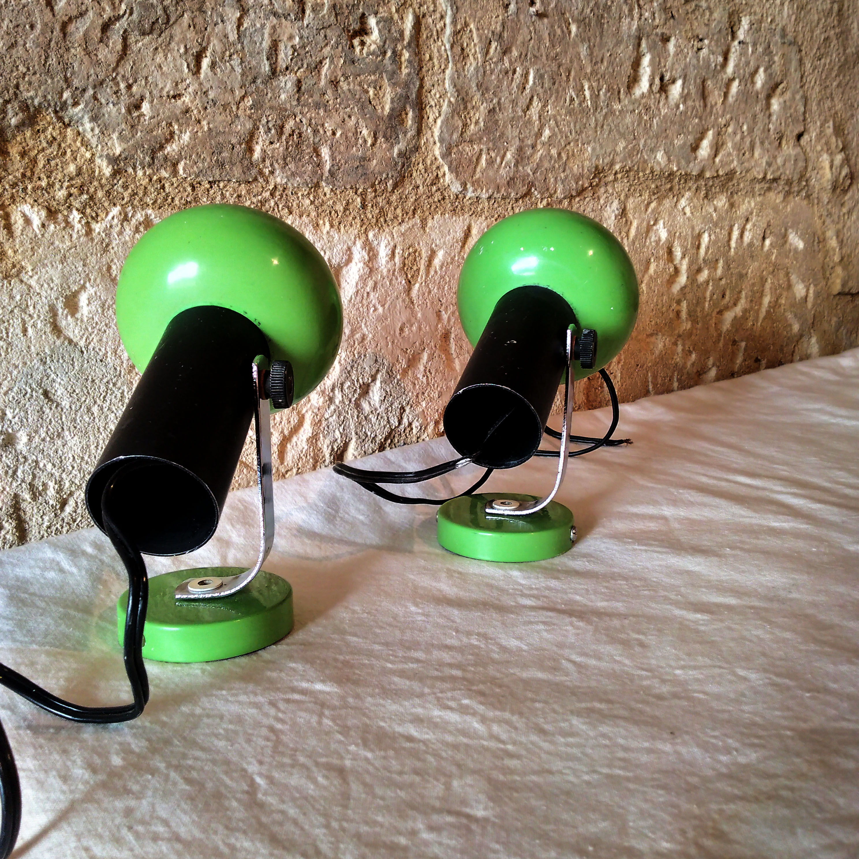 Pair of green eyeball sconces 1960