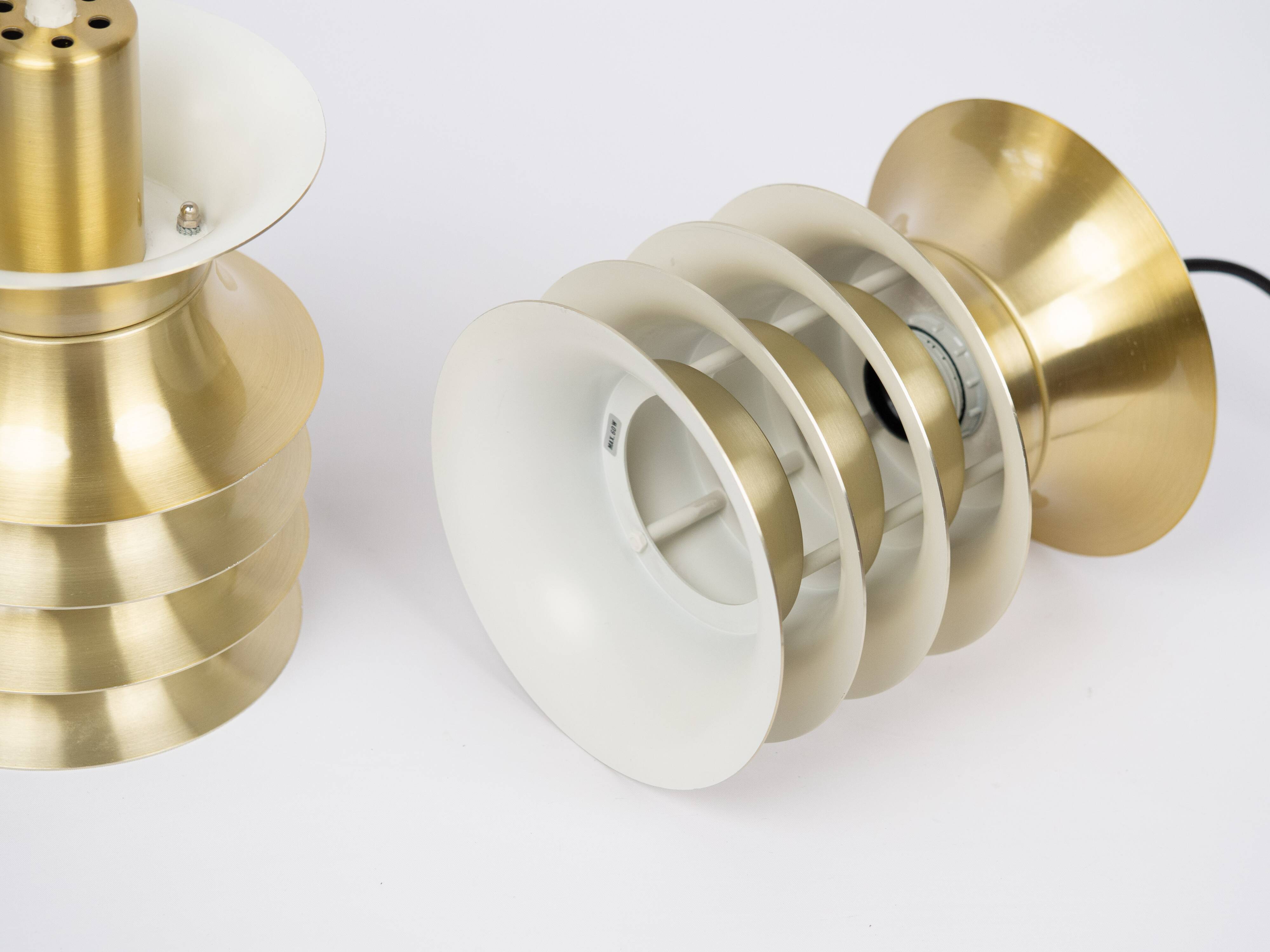 Paire de 2 lampes danoises de l'ère spatiale des années 1970.