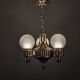 Art Deco Brass and Opaline Glass Chandelier, Czechoslovakia