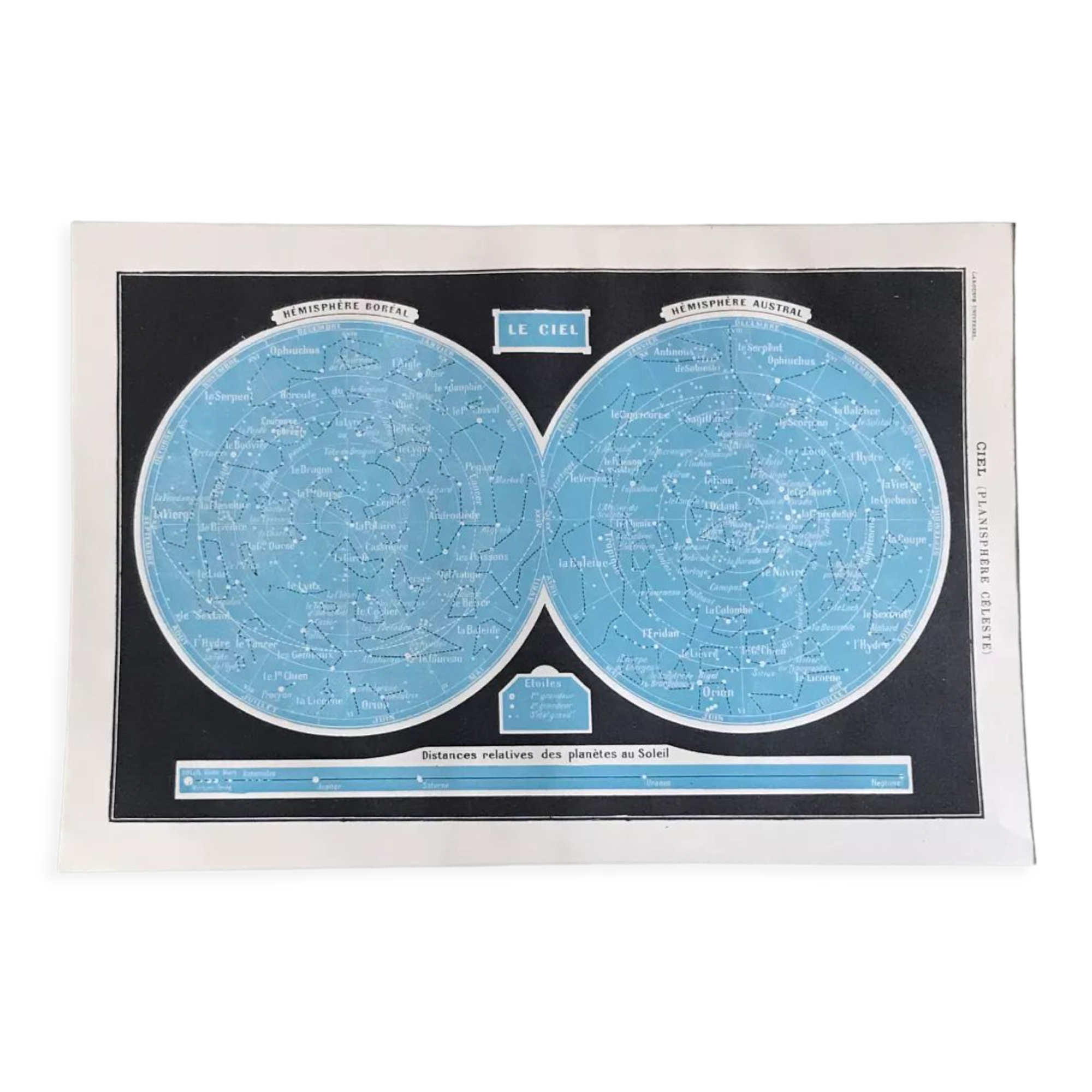 Sky, hemispheres, original printing plate