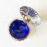 Silver metal shell butter dish, 1950s