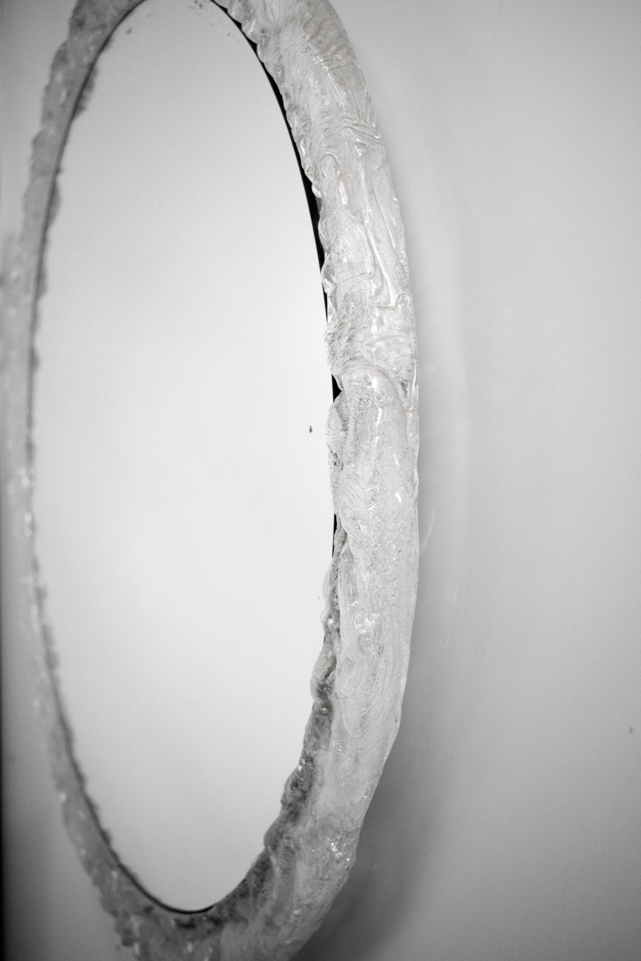 1960 lucite resin round mirror, by ED, 60 cm