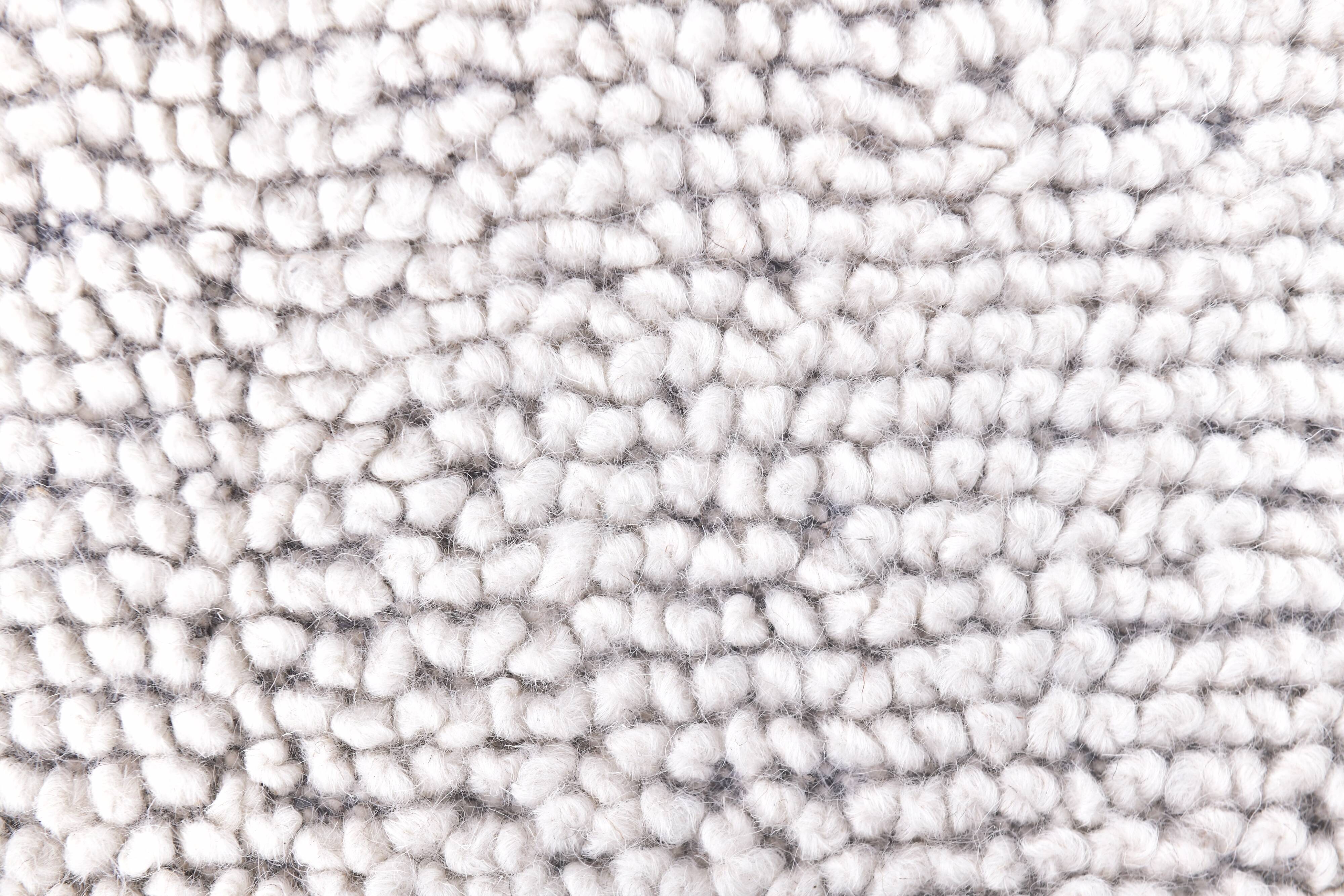 7x10 Light Blue Wool Handmade Woshable Moroccan Rug, 206x304Cm