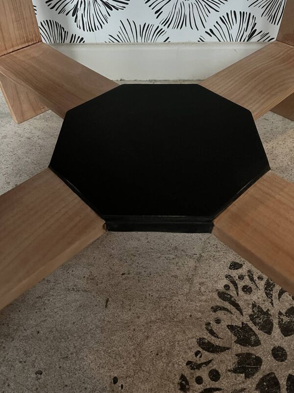Guéridon Esmée Art Déco bois, noir et gris