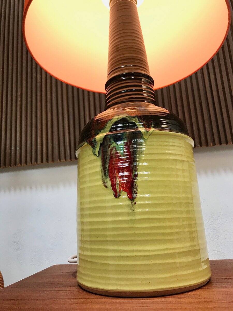 Large glazed ceramic art table lamp by Bjørn Wiinblad for Rosenthal, 1960s