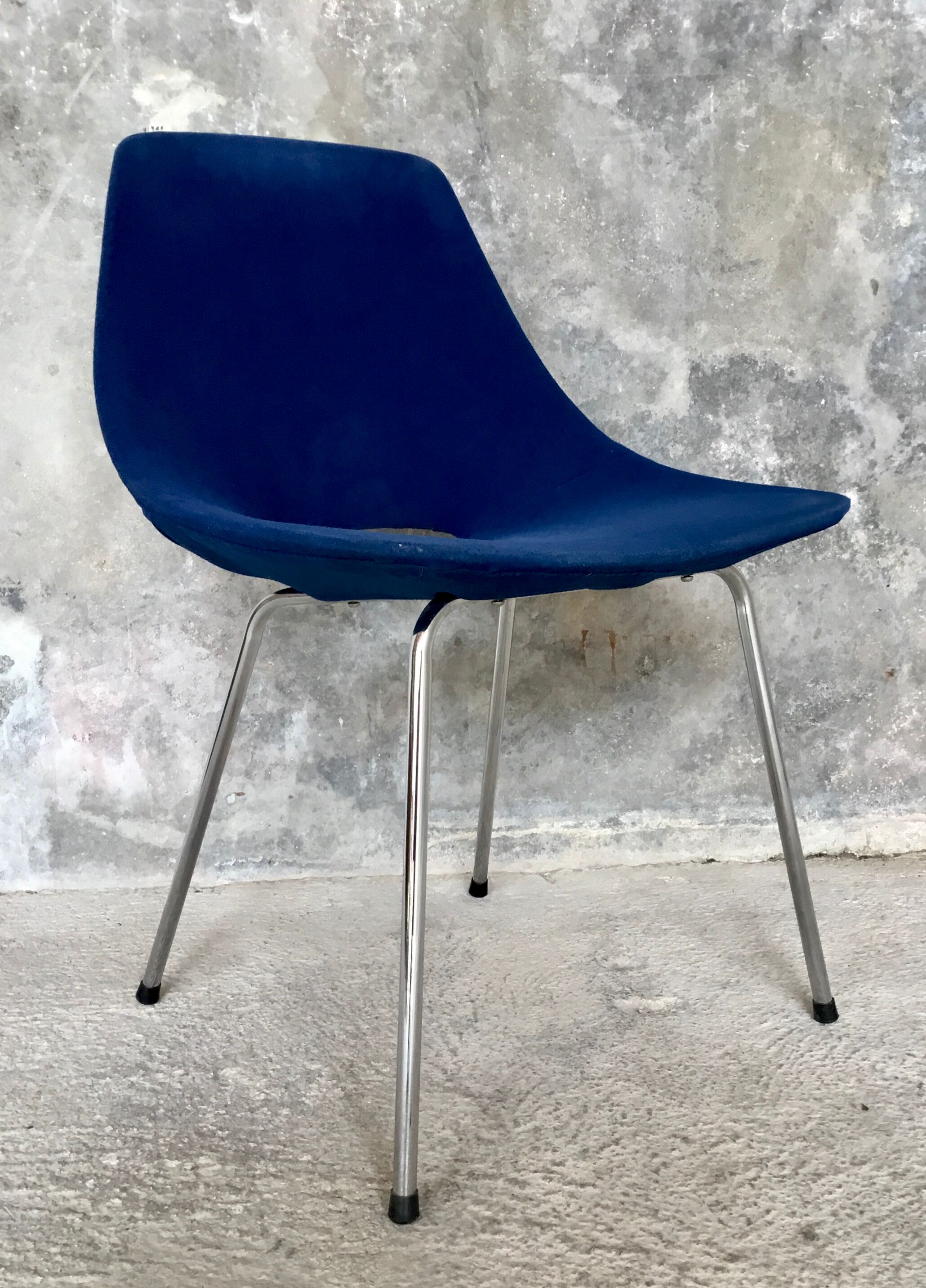 Barrel chair by Pierre Guariche - stainless steel base