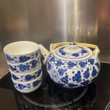 Blue and white ceramic tea set