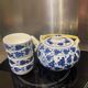Blue and white ceramic tea set