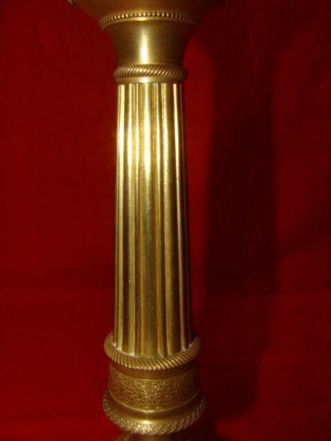 Bronze and brass candlestick, "Restoration" style, electrified as a lamp base.