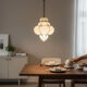 Murano Opaline Glass Pendant Light in Wrought Iron Frame, Italy, Mid-C