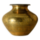 Vase ethnique ancien en bronze, fabrication artisanale d’Inde, 17x14cm