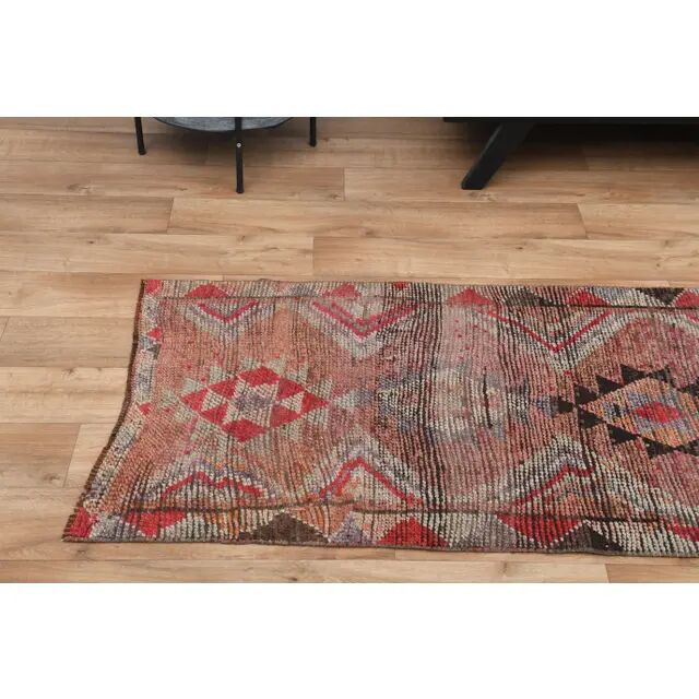 1970s Turkish Oushak Handmade Wool Cotton Orange Runner Rug 78x355