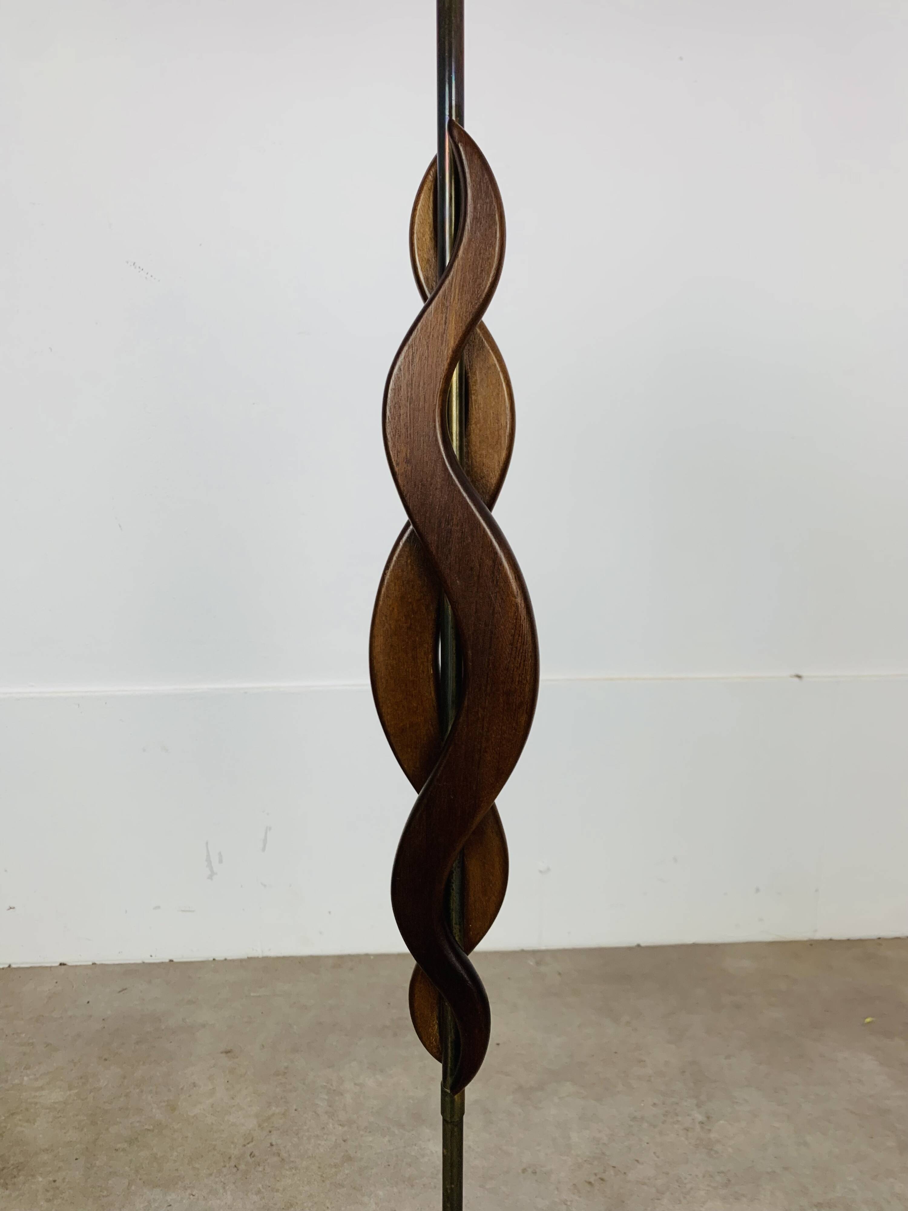 Scandinavian teak and brass floor lamp, 1960s