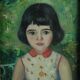 Old oil painting Portrait of a young impressionist girl from the 20th century