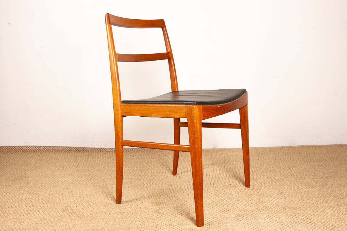 Set of 4 Danish teak and leather chairs, model 430, by Arne Vodder, 1960