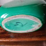 Green and brown ceramic vase