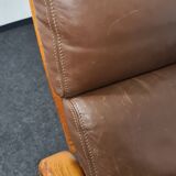 Brown leather Danish design arm chair by I Olsen&son Mobelfabrik