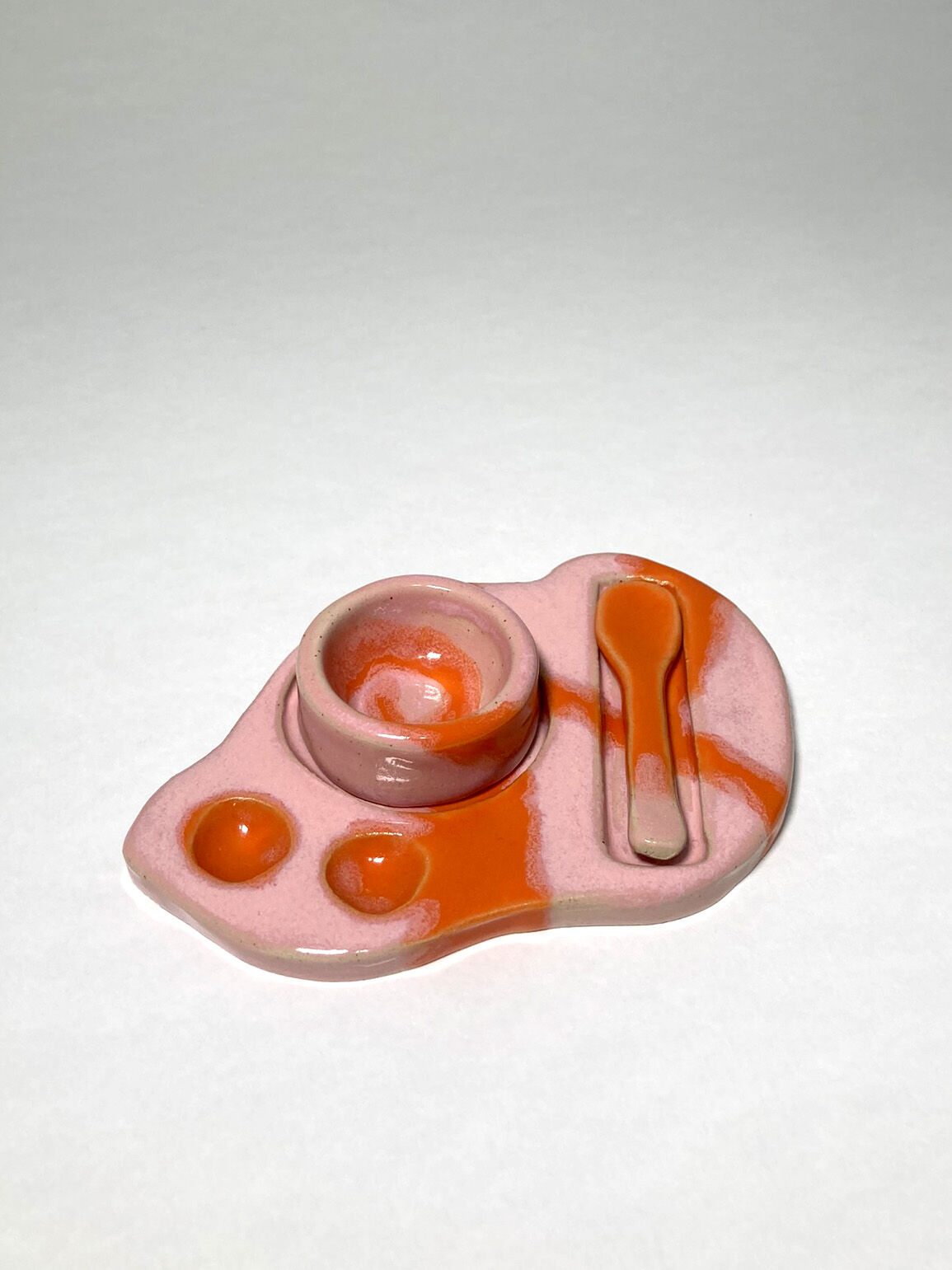 Pink and orange egg cup