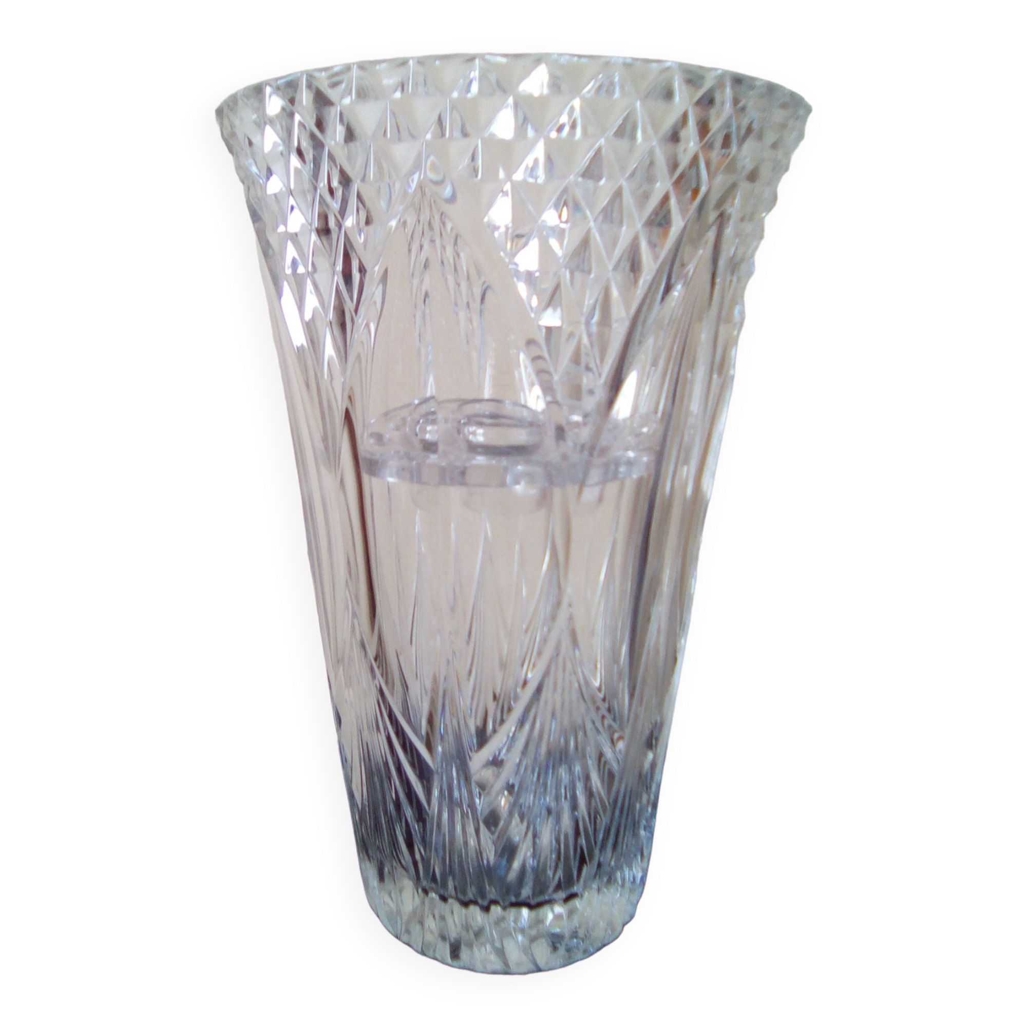 Crystal vase with bouquet holder and crystal barley ears