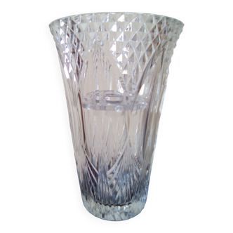 Crystal vase with bouquet support and crystal barley ears