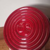 Vintage burgundy red slip ceramic coaster with duck pattern