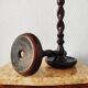 Old pair of English turned wood candlesticks