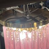 Lampe de plafond striée Murano, années 1980