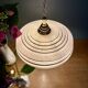 Vintage pendant lampshade in pink Clichy glass with gold trim