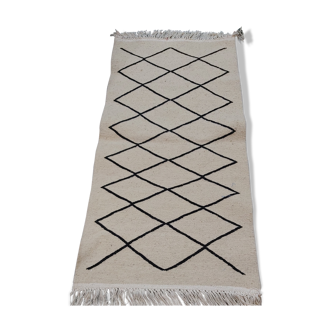 Tapis beige et noir berbère traditionnel - 142x70cm