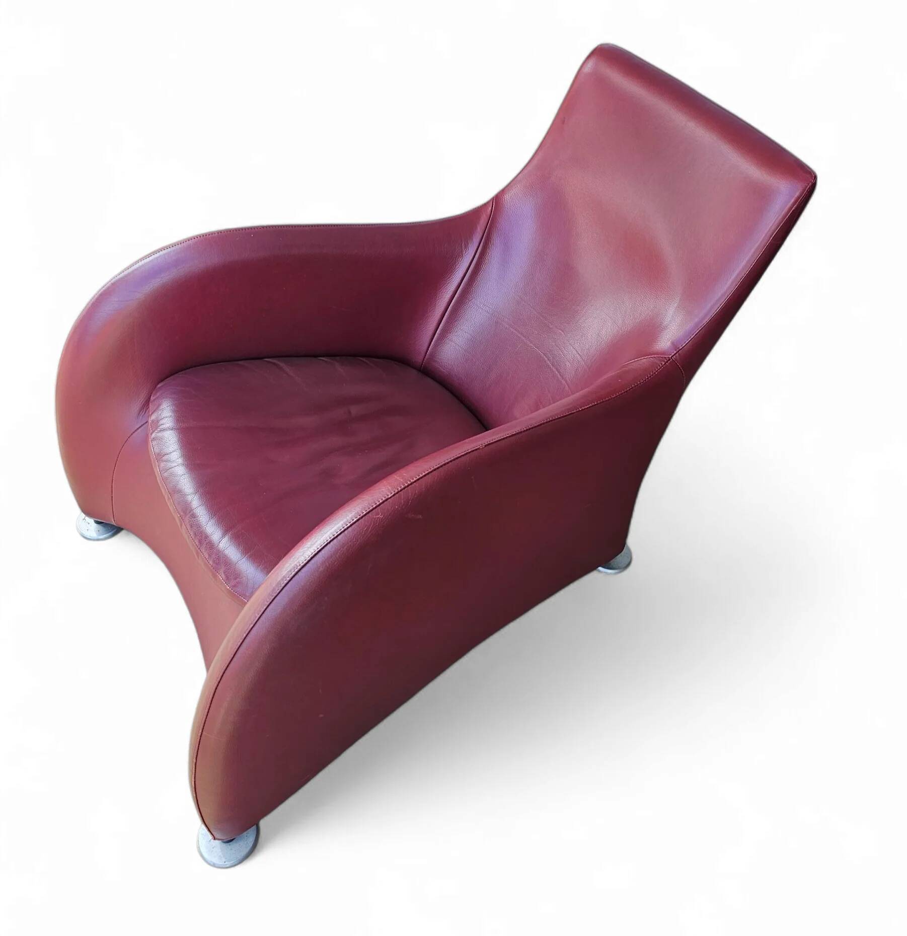 Fauteuil Montis / Gerard van den Berg / années 1990 / Cuir rouge bordeaux