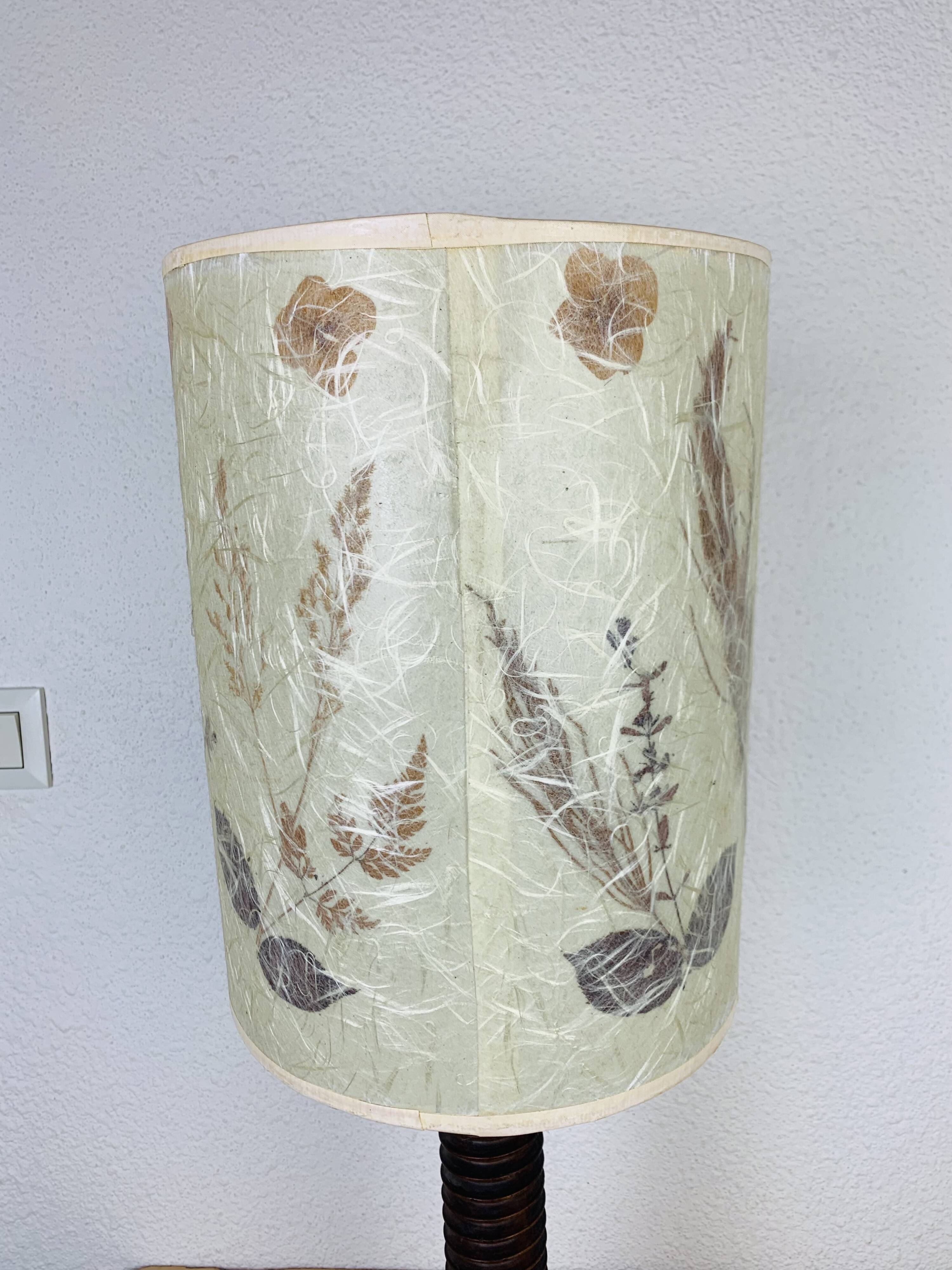 Brutalist folk art lamp 73 cm, turned wood