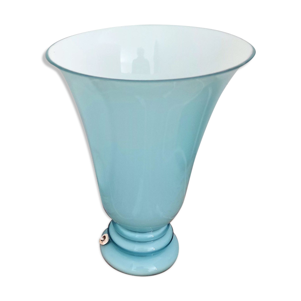 Lampe de table double couche en verre soufflé à la main cvv vianne co 1940/50