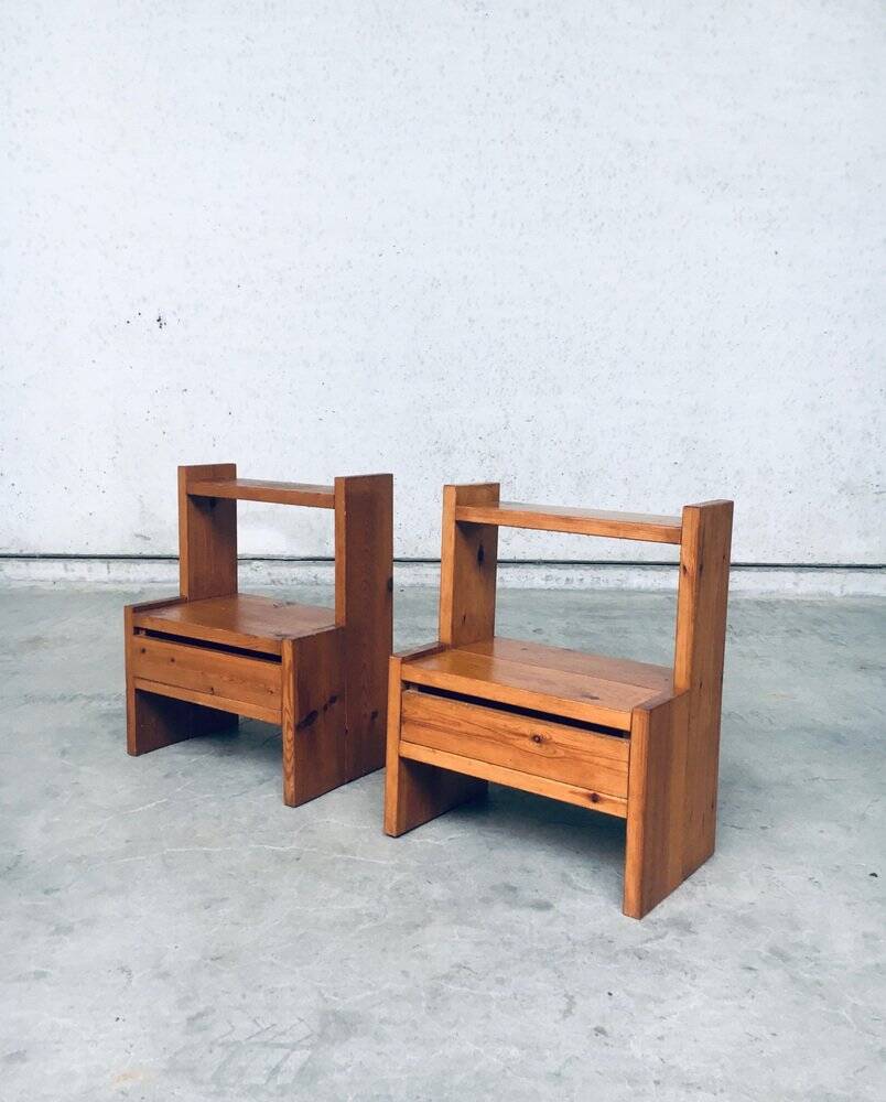 Mid-Century Scandinavian Pine Bedside Tables, Sweden, 1960s, Set of 2